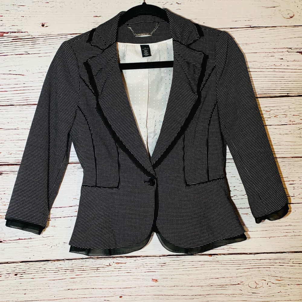 WHBM black& white polka dot blazer 2